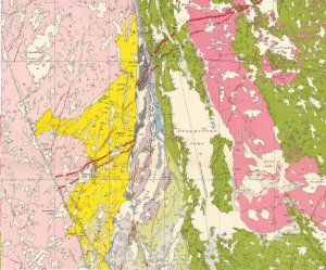 Portion of GSC geological map of Prosperous Lake mapsheet by AW Joliffe (1946)
