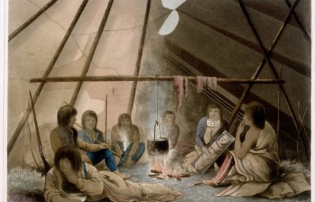 Interior of Cree tent - 1820, Robert Hood