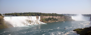 Figure 1: View of American Falls (left) and Canadian or Horseshoe Falls (right) at upsteam end of Niagara River