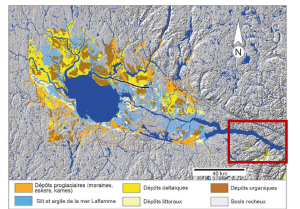 Figure 6: Pleistocene and Holocene sediments found in the Saguenay Graben. From Rouleau et al 2011